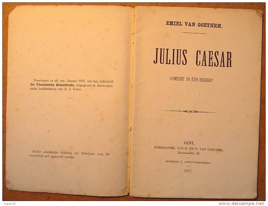 Toneel Comedie In 1 Bedrijf "Julius Caesar", Gent 1877  Theater - Oud