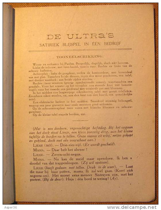 Toneel "De Ultra's" Door Ernest W. Schmidt, Antwerpen 1918 - Vecchi