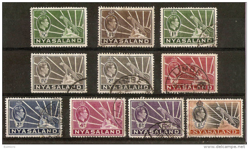 NYASALAND 1938-44 VALUES TO 1s SG 130/138 FINE USED Cat £25.30 - Nyassaland (1907-1953)