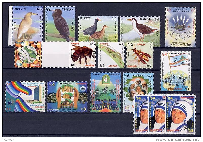 BANGLADESH. Sellos Nuevos / Mint Stamps - 1999-2000 - Birds, Mother Teresa, Insects, ... (043) - Bangladesch