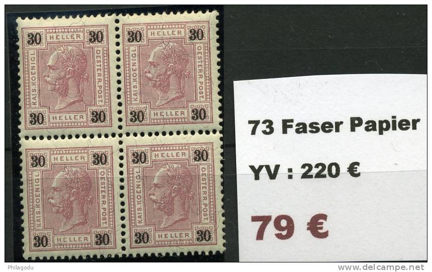 Autriche 73  Bloc De 4  Papier Avec Soies  Cote 220 €  Faser Papier - Unused Stamps