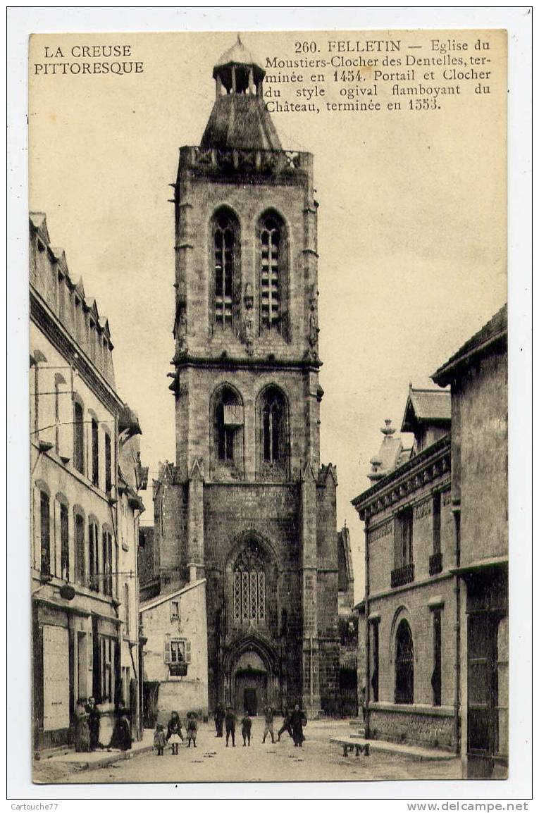 K13 - FELLETIN - église Du MOUSTIER - Le Clocher Des Dentelles (carte Animée) - Felletin