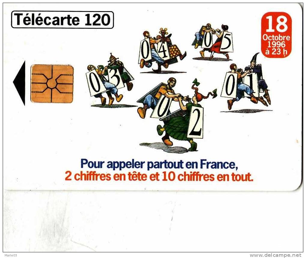 Télécarte 120 - Numéros à 10 Chiffres - 18 Octobre 1996 - Telecom Operators