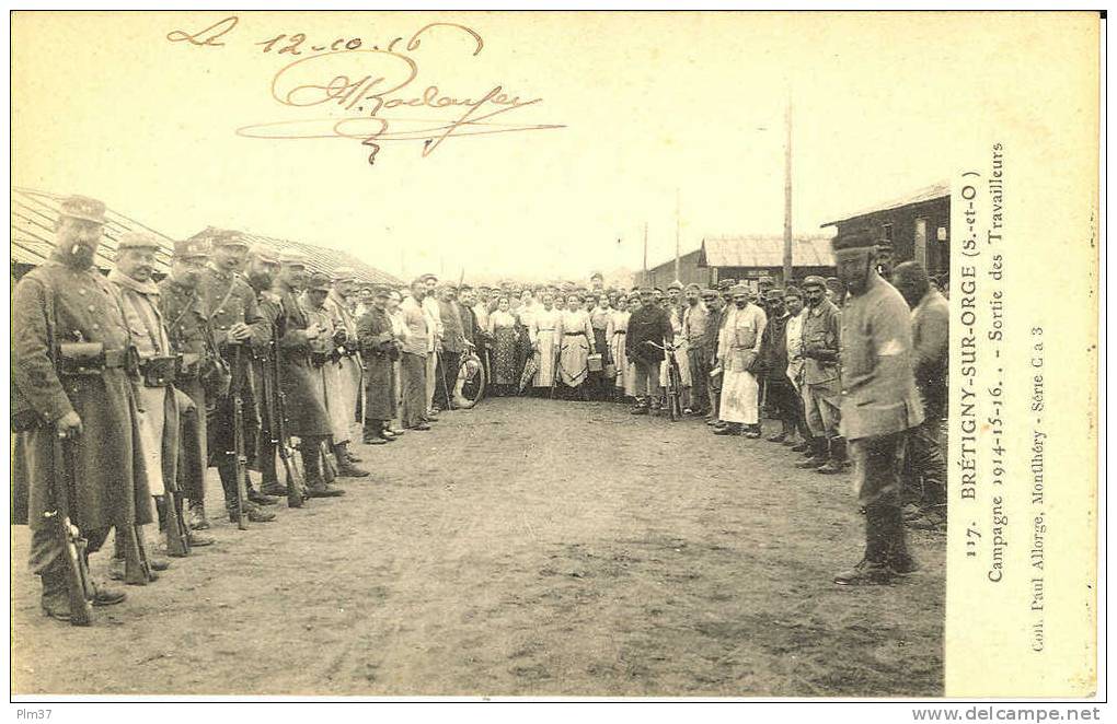 BRETIGNY SUR ORGE - Campagne 1914-15-16 - Sortie Des Travailleurs - Voy. 1916 - Bretigny Sur Orge
