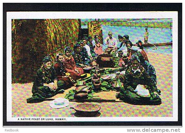 Early Ethnic Postcard A Native Feast Or Luau Hawaii U.S.A. USA - Ref 330 - Big Island Of Hawaii