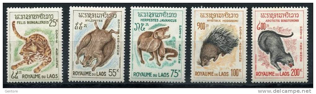 1965 LAOS Various Animal Cpl Air Set Of 5 Value Yvert Cat.  47/51  Perfect MNH ** - Rodents