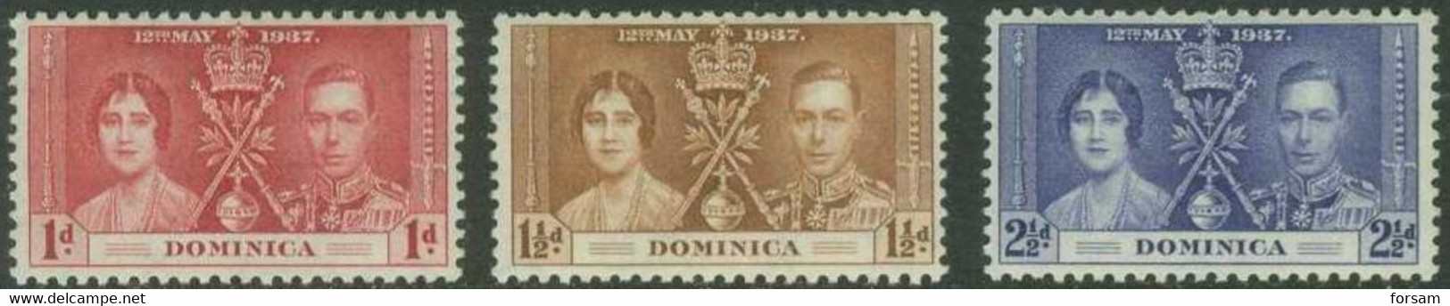 DOMINICA..1937..Michel # 90-92...MLH. - Dominica (...-1978)