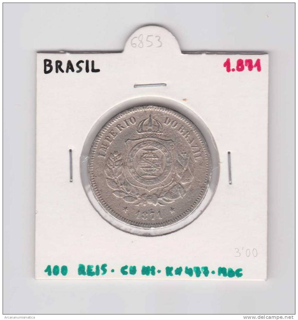 BRASIL  100 REIS 1.871  CU NI  KM#477  MBC/VF     DL-6853 - Brasil