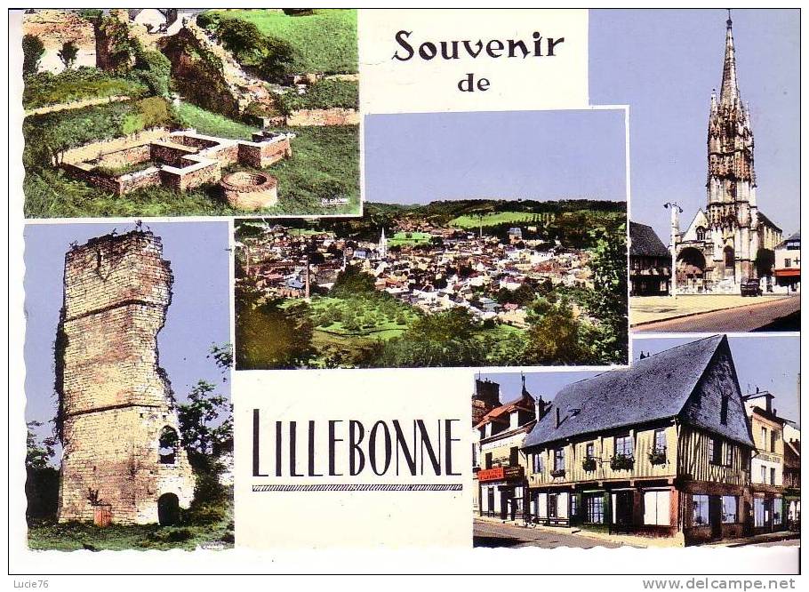 LILLEBONNE - 5 Vues : Théatre Romain, Balnéaire Et Puits, Tour Octogone, Vue Générale, Eglise, Vieille Maison Normande - Lillebonne