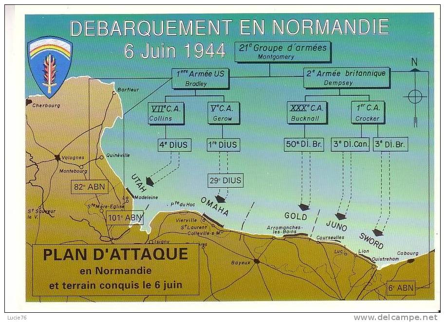 DEBARQUEMENT EN NORMANDIE -  Le Plan D´Attaque Et Terrain Conquis Le  6 Juin  1944 -n°  2245 - Weltkrieg 1939-45