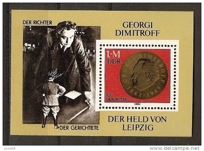 Germany (DDR) 1982  Georgi M.Dimitrow.  (**) Mi.2708  Block 68 - Sonstige & Ohne Zuordnung