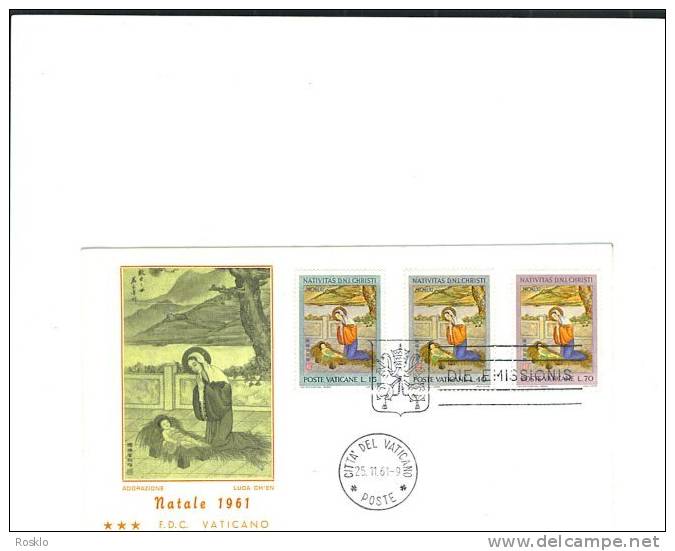 ITALIE / VATICAN  / FDC / 1961 NATALE / NATIVITE  3 TIMBRES DIFF  / PARFAIT  ETAT - Lotti E Collezioni