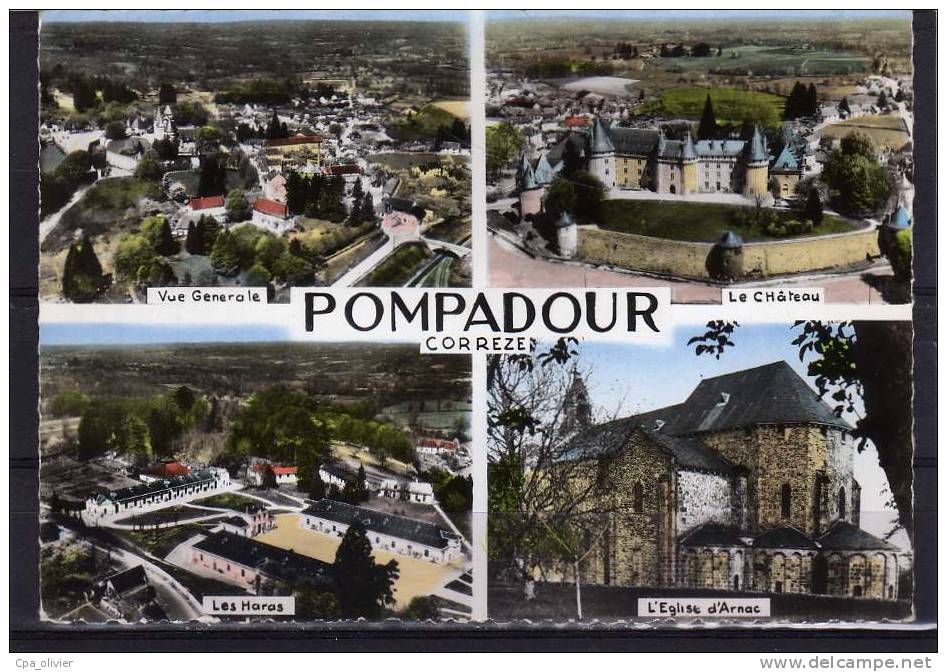 19 POMPADOUR Multivue, Vue Générale, Chateau, Haras, Eglise D'Arnac, Ed CIM 1, CPSM 10x15, 196? - Arnac Pompadour