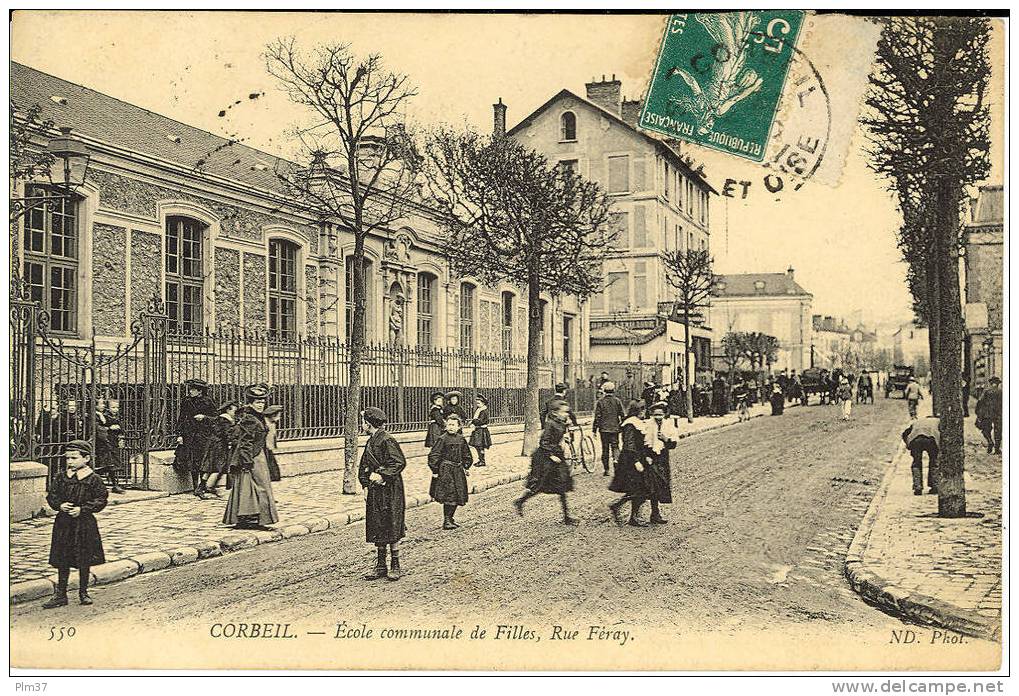 CORBEIL - Ecole Communale De Filles, Rue Féray - Voy. 1907,parfait état - Corbeil Essonnes