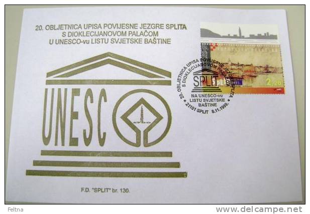 1999 CROATIA COVER FOR 20 YEARS OF UNESCO PROTECTION OF SPLIT - UNESCO