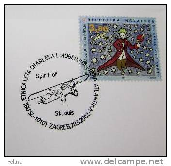 2002 CROATIA CANCELATION  75 YEARS OF CHARLES LINDBERGH SPIRIT OF ST. LOUIS - Autres (Air)