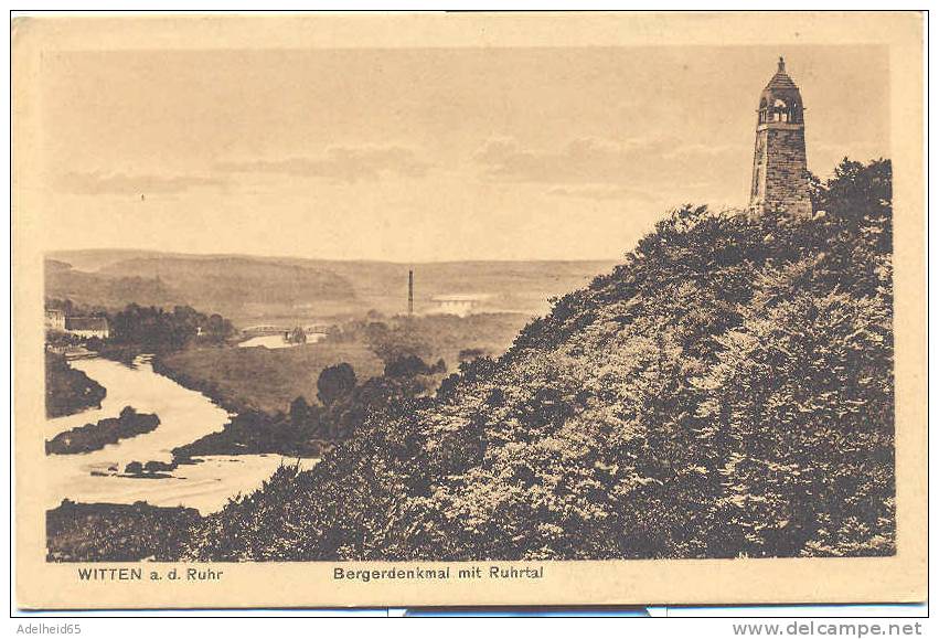 Ennepe-Ruhr-Kreis, Witten, Bergerdenkmal Mit Ruhrtal 1913 Hermann Lorch Kunstanstalt - Witten