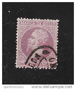 REGNO D'ITALIA - MARCA DA BOLLO - Valore Usato Da 5 C. Con Effigie Di V.E. II° , In Buone Condizioni. - Revenue Stamps