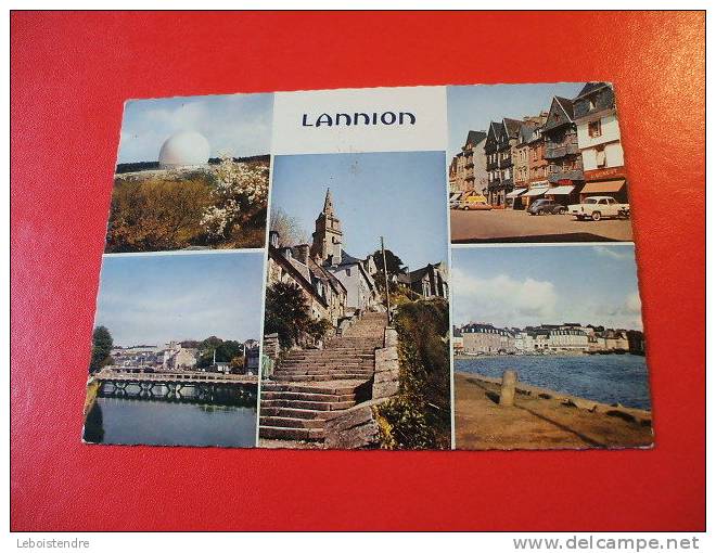 CPSM(22-CÔTES D´ARMOR)-LANNION-LES ESCALIERS DE BRELEVENEZ-LE RADÔME,LES VIEILLES MAISONS ET LES QUAIS-CARTE EN BON ETAT - Lannion