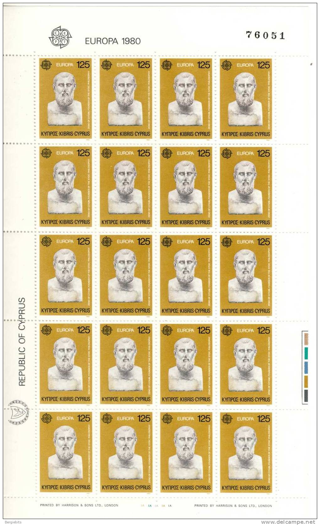 1980 Cyprus MNH Cplt. Set Of 2 Full Miniature Sheets"EUROPA"  Stamps - Unused Stamps