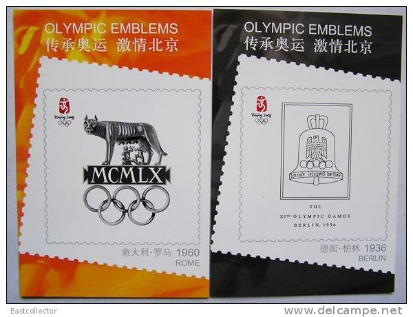 Post Cardx2  2008 Olympic Beijing , Rome 1960,Berlin 1936 - Olympic Games