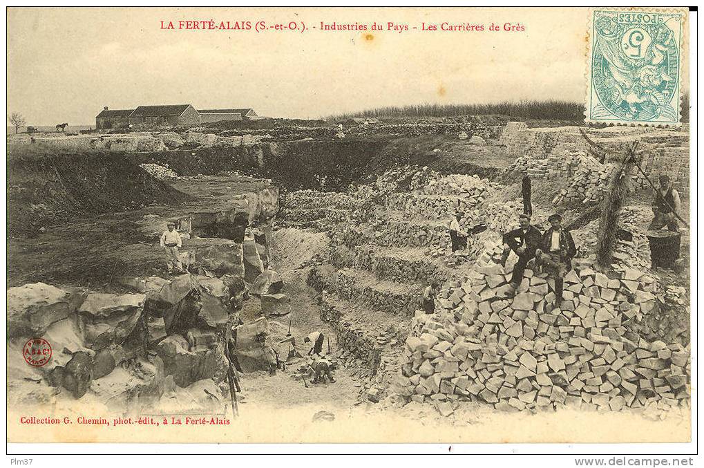 LA FERTE ALAIS -  Industries Du Pays - Les Carrières De Grès - Voy. 1906 - La Ferte Alais