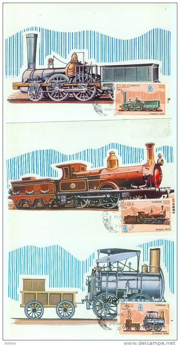 Trains  -  Cuba  -  6 Cartes Maximum De 1986 - Maximum Cards