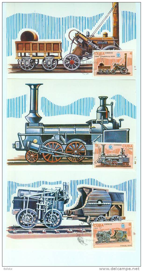 Trains  -  Cuba  -  6 Cartes Maximum De 1986 - Maximum Cards