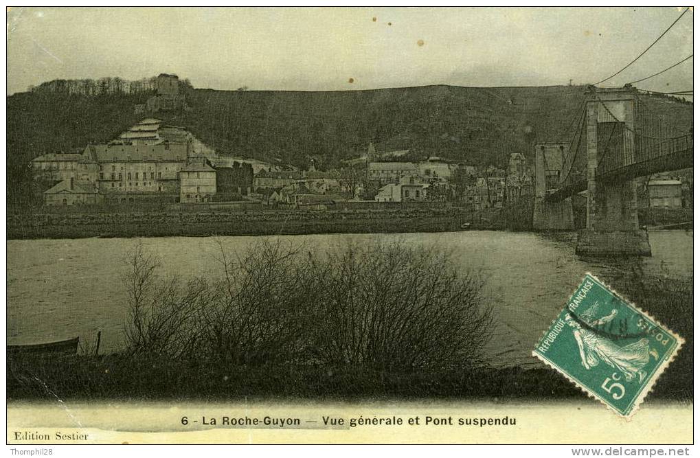 LA ROCHE-GUYON - Vue Générale Et Le Pont Suspendu. - La Roche Guyon