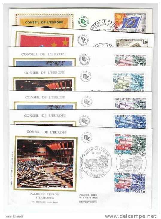 Lot De 7 Enveloppes Premier Jour Conseil De L'Europe Années 1969/80/81(2) /82/83/ Et 1984 - Institutions Européennes