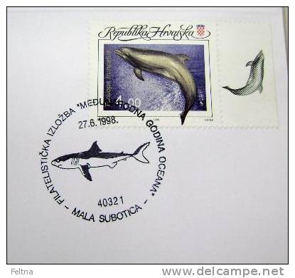 CROATIA 1998 CANCELATION ON COVER INTERNATIONAL OCEAN YEAR SHARK - Marine Life