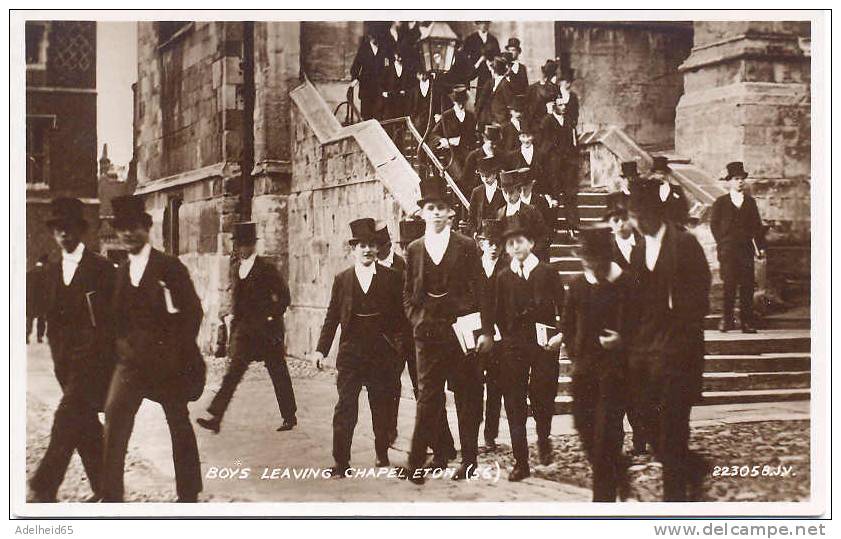 Boys Leaving Chapel Eton Real Photo PC - Other & Unclassified