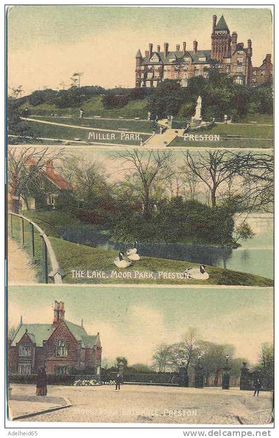 Preston, Miller Park, The Lake, Moor Park, Moor Park Entrance 1910, C.E. Jones, Preston, Burntisland Postmark - Sonstige & Ohne Zuordnung