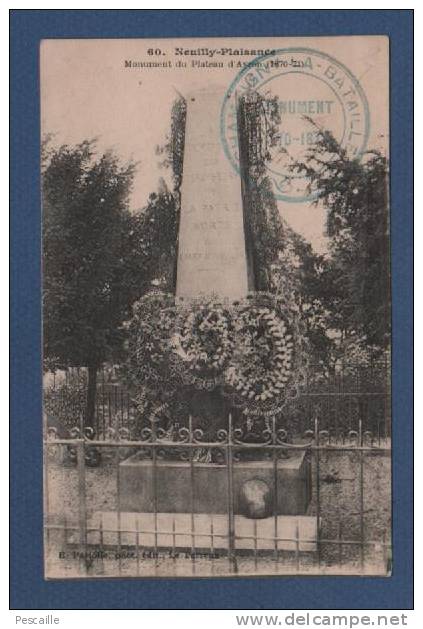 93 - CP NEUILLY PLAISANCE - MONUMENT DU PLATEAU D'AVRON 1870-71 - E. FACIOLLE PHOT. EDIT. LE PERREUX - CACHET CHAMPIGNY - Neuilly Plaisance