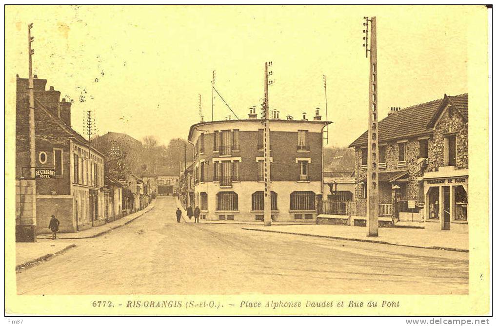 RIS-ORANGIS - Place Alphonse Daudet Et Rue Du Pont - Voy. 1938 - Ris Orangis