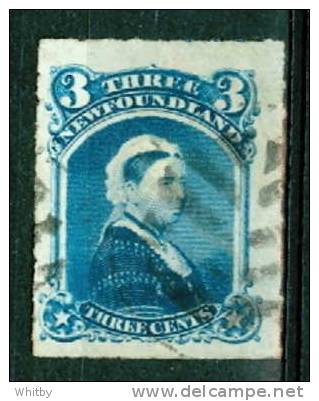 1876 3 Cent Newfoundland Queen Victoria Rouletted  # 39 - 1865-1902