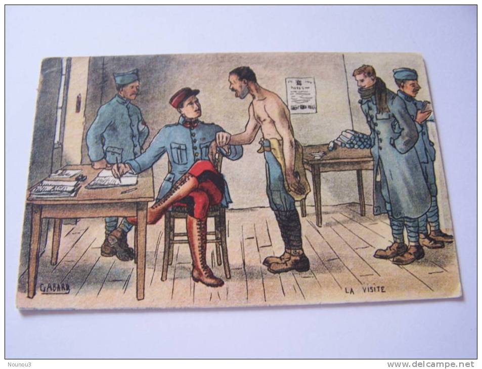 MILITAIRE 1914 1918 Cpa ILLUSTRATEUR  GABARD  Carte Ecrite 1918         LA VISITE - War 1914-18