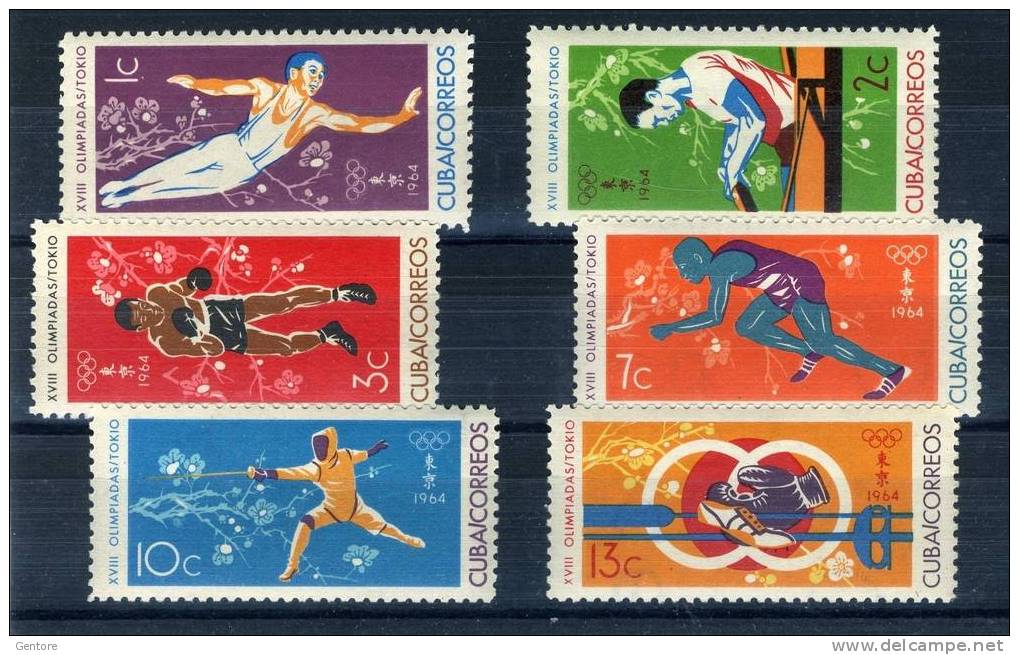 1964 Cuba  Tokyo Olympic Games Cpl Set Of 6 Value Yvert Cat. N° 732/37 Perfect MNH ** - Summer 1964: Tokyo