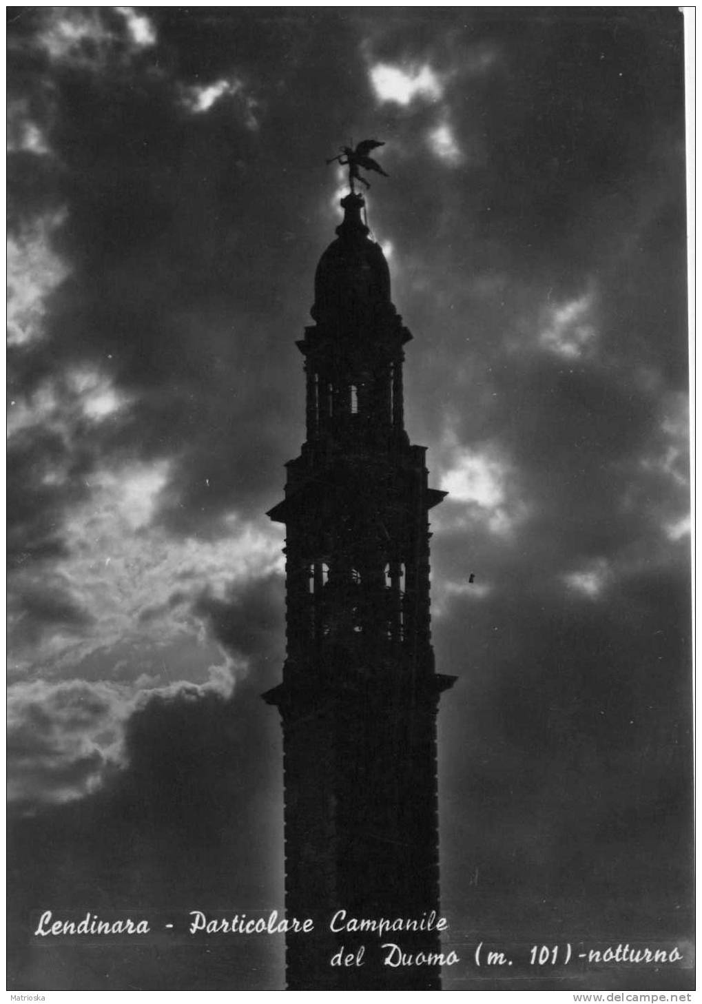 LENDINARA  - Particolare Del Campanile Del Duomo Mt.101 Notturno  - VG 1957 -    (129) - Rovigo