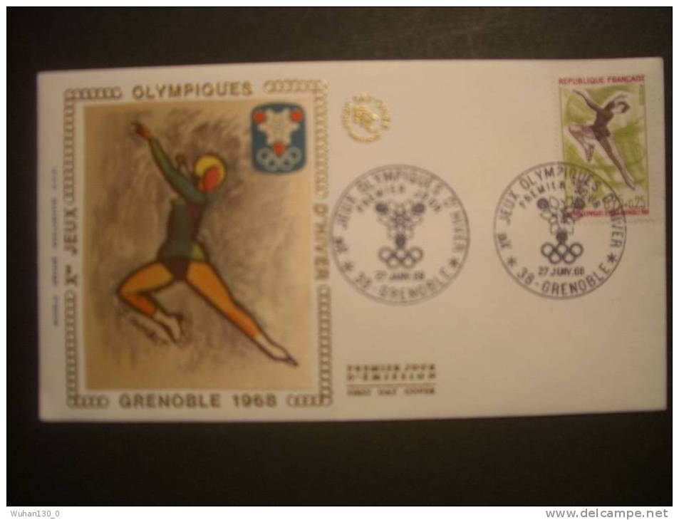 FRANCE  De  1968   F.D.C  Des Jeux Olympiques D' Hiver De GRENOBLE    Serie De 5 - Hiver 1968: Grenoble