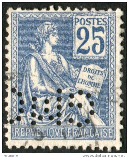 FRANCIA 1900-01 Nr 114  Tipo MOUCHON - PERFIN "GMC" / Memè Stamps - Usati