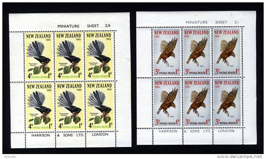 NEW ZEALAND - 1965 PAIR OF HEALTH BIRD MSs FINE MNH ** - Blocks & Sheetlets