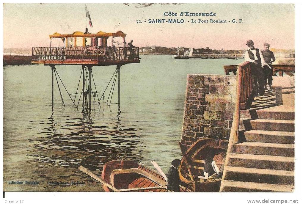 35 -  SAINT-MALO   - Le Pont Roulant   - Colorisée - Animée: Certains Préfèrent Le Passage En Barque - Saint Malo