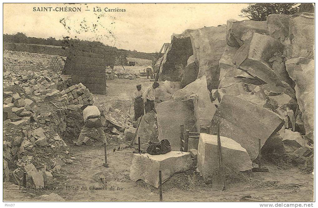 SAINT CHERON - Les Carrières - Les Tailleurs De Pavés - Voy. 1908, - Saint Cheron