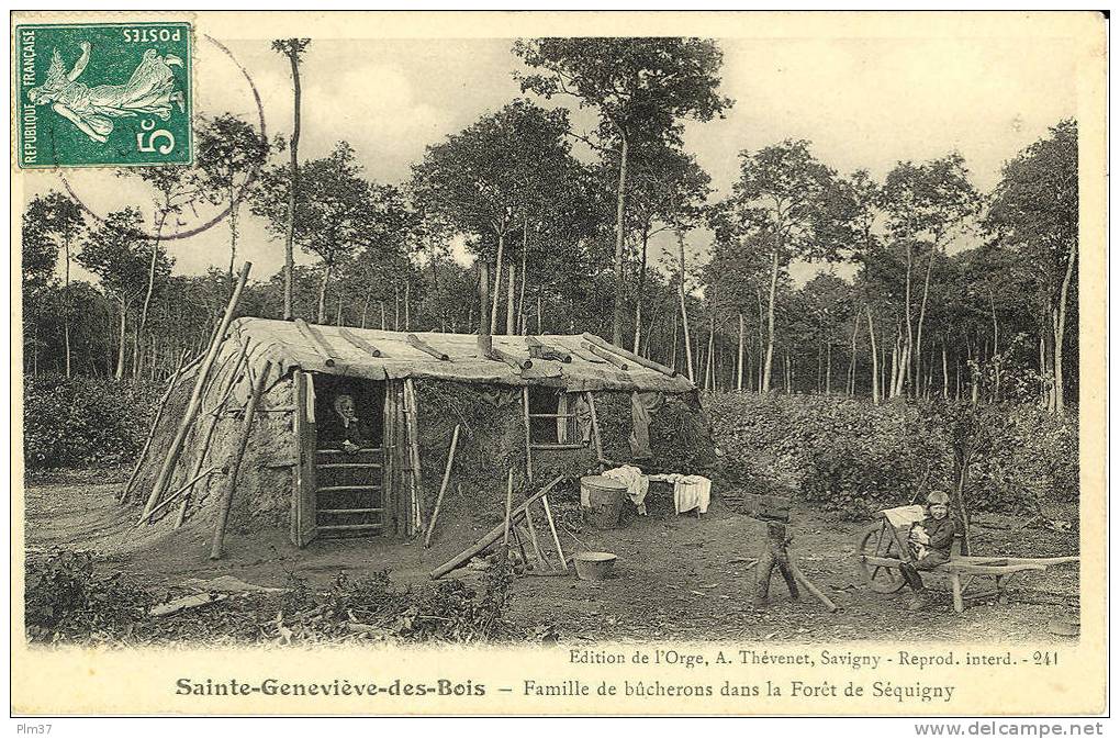 SAINTE GENEVIEVE DES BOIS - Famille De Bucherons Dans La Forèt De Séquigny -  Parfait état - Sainte Genevieve Des Bois