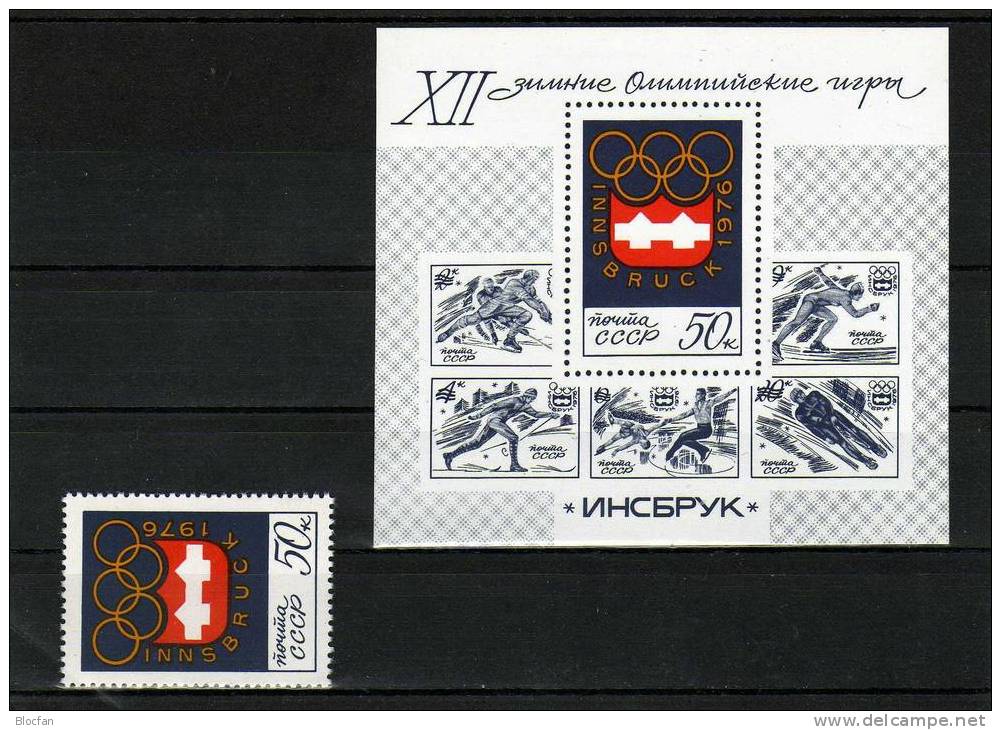 Block 109 + Block Mit Aufdruck ** Sowjetunion Olympische Winterspiele In Innsbruck 12€ - Hiver 1976: Innsbruck