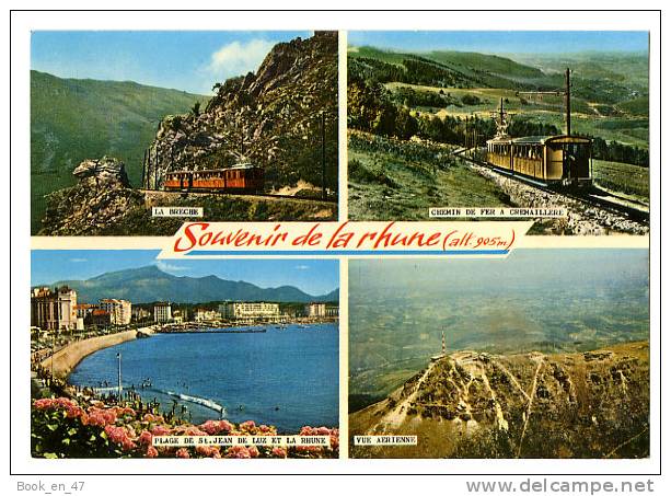 {54967} Pays Basque Souvenir De La Rhune , Multivues ; Chemin De Fer à Crémaillère , La Brèche , Vue Aérienne - Eisenbahnen