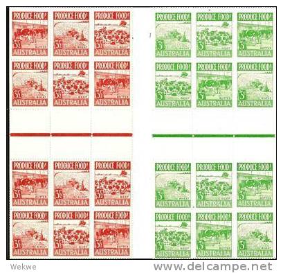 AusFood/ 223-28, 12-er Bogenteile Mit Leerfeld 1953, Nahrungsmittelproduktion** MNH - Blocks & Sheetlets