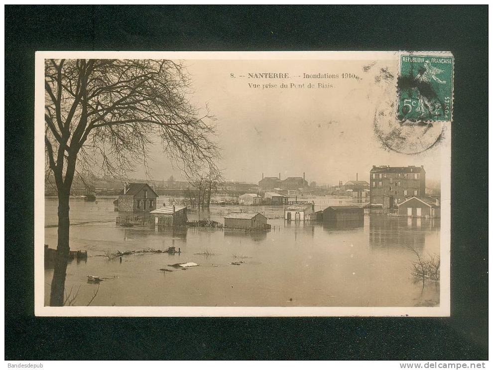 Nanterre ( 92) - Inondations De 1910 - Vue Prise Du Pont De Biais ( Carte Photo Glacée Ed. Billiotte Et Minard N°8) - Nanterre