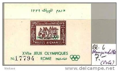 Afghanistan Block 6, Olympiade 1960 Rom  (Polo) ** MNH - Afghanistan